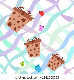 Christmas card, gifts, vector background