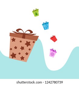 Christmas card, gifts, vector background