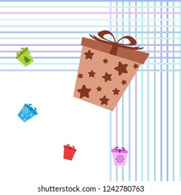 Christmas card, gifts, vector background