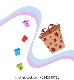 Christmas card, gifts, vector background