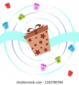 Christmas card, gifts, vector background