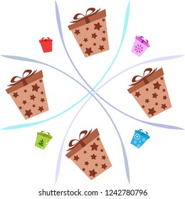 Christmas card, gifts, vector background