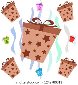 Christmas card, gifts, vector background