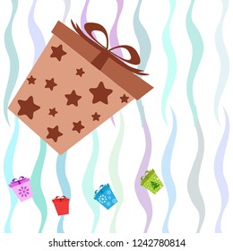 Christmas card, gifts, vector background