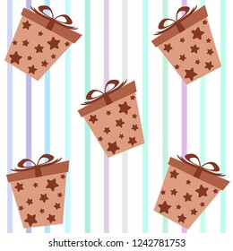 Christmas card, gifts, vector background