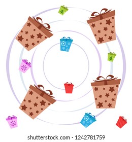 Christmas card, gifts, vector background