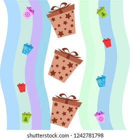 Christmas card, gifts, vector background