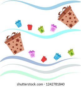 Christmas card, gifts, vector background