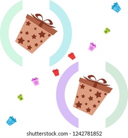 Christmas card, gifts, vector background
