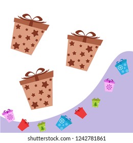 Christmas card, gifts, vector background