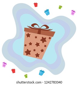 Christmas card, gifts, vector background