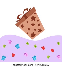Christmas card, gifts, vector background