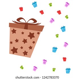 Christmas card, gifts, vector background