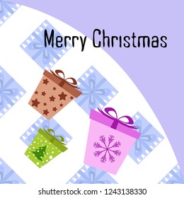 Christmas card, gifts, vector background