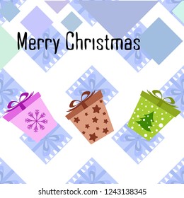 Christmas card, gifts, vector background