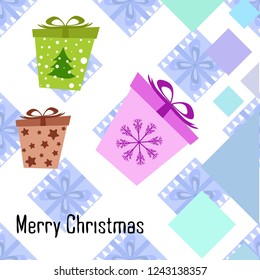 Christmas card, gifts, vector background