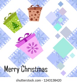 Christmas card, gifts, vector background