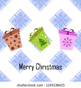 Christmas card, gifts, vector background