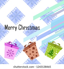 Christmas card, gifts, vector background