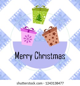 Christmas card, gifts, vector background