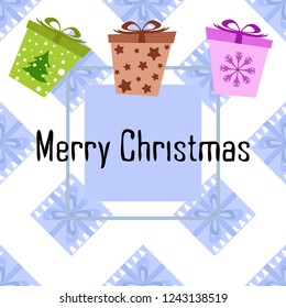 Christmas card, gifts, vector background