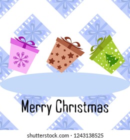 Christmas card, gifts, vector background