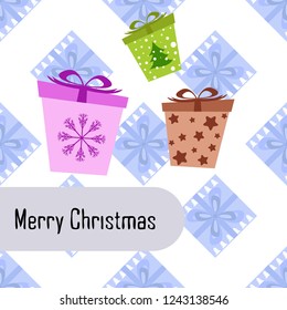 Christmas card, gifts, vector background
