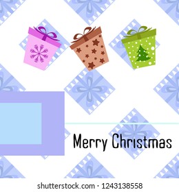 Christmas card, gifts, vector background