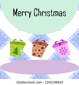 Christmas card, gifts, vector background
