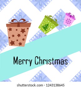 Christmas card, gifts, vector background