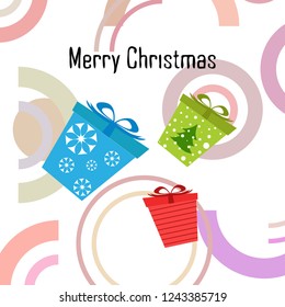 Christmas card, gifts, vector background