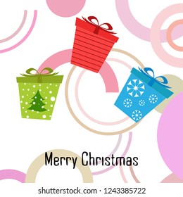Christmas card, gifts, vector background
