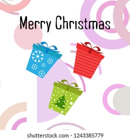 Christmas card, gifts, vector background