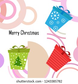 Christmas card, gifts, vector background