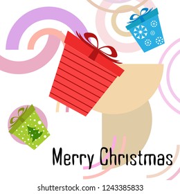 Christmas card, gifts, vector background