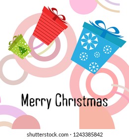 Christmas card, gifts, vector background