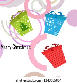Christmas card, gifts, vector background