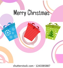 Christmas card, gifts, vector background