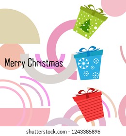 Christmas card, gifts, vector background