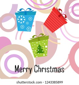 Christmas card, gifts, vector background