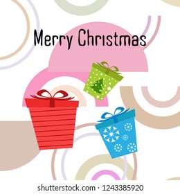 Christmas card, gifts, vector background