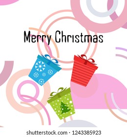 Christmas card, gifts, vector background