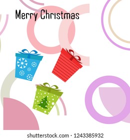 Christmas card, gifts, vector background