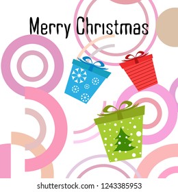 Christmas card, gifts, vector background
