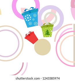 Christmas card, gifts, vector background