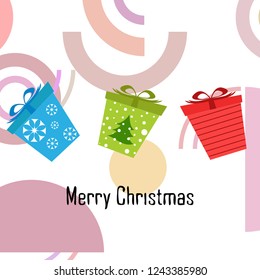 Christmas card, gifts, vector background