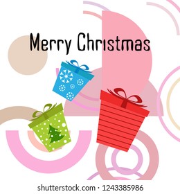 Christmas card, gifts, vector background