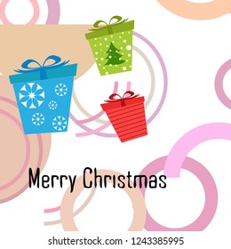Christmas card, gifts, vector background