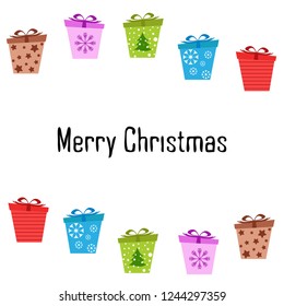 Christmas card, gifts, vector background