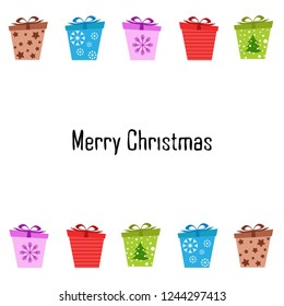 Christmas card, gifts, vector background